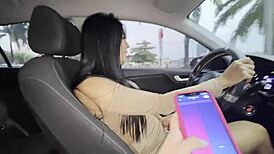 horny may hernandez masturbates publicly in her car, reaching orgasm