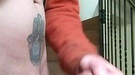 me masturbating on apartment stairs while neighbor talks on phone