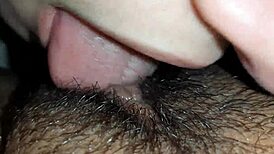 Watch This Brunette Eat Hairy Pussy Close Up!