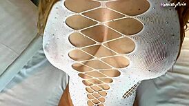 This busty Latina makes me horny with her big tits, creampie in dorm