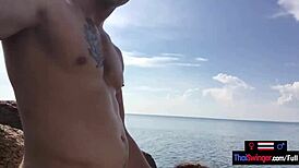 Public Blowjob by Asian Teen Girlfriend for Her Big Dick European Boyfriend