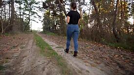 Walking Wiggle Ass in Blue Jeans