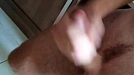 I woke up to a morning cumshot, feeling all sticky and excited, but I spilled some on the bed by accident.