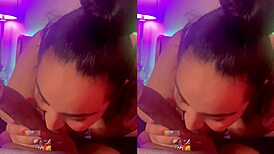 Candy skillfully blows big black cock in the hood without using her hands