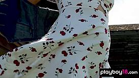 Big Boobed Blonde Canadian Milf Farmer Jenessa Dawn Posing Naked Outdoor