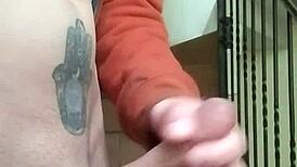 me masturbating on apartment stairs while neighbor talks on phone