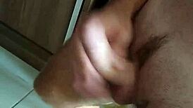 I woke up to a morning cumshot, feeling all sticky and excited, but I spilled some on the bed by accident.