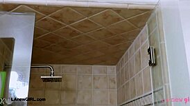 hot teen blonde took a shower after interview