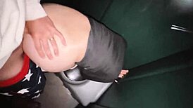 Milf amateurs rip clothes for sweaty dirty wet sex in public carnival toilet twice