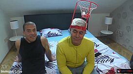 football fans, enjoy this threesome with massive cock stepson!