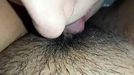 Watch This Brunette Eat Hairy Pussy Close Up!