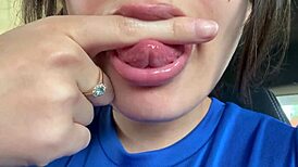 Latina lover spits in mouth, fetish play with panties and tongue 😏