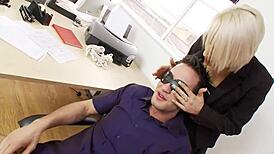 Office femdom groupsex with double domination threesome