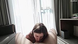 Giving Sensual Morning Blowjob At The Hotel Room To Make This Vacation Perfect