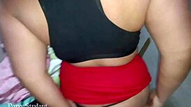 mi primastra gordita me llamo para follar su culo apretado en tanga y falda, di�logo cachondo