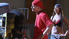 No strings attached. She chooses a stranger for intense garage sex.