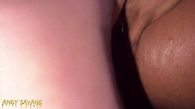 big tits ebony milf squirts on white cock pov