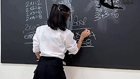 rebellious student has fun masturbating with toys before starting classes