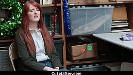 ginger teen 18+ fucked for stealing electronics.