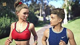 A wife and stepmother go for a jog together