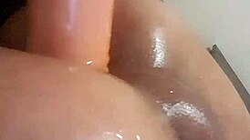 Watch that tight shemale play with a huge 11 inch dildo!