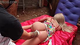 'Eating the blonde stepmother's ass like a sex toy'