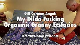 carmen angel's granny reaches orgasmic ecstasies with dildo fucking