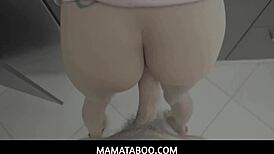 Gia Vendetti Slurps Stepson's Big Cock in Kitchen