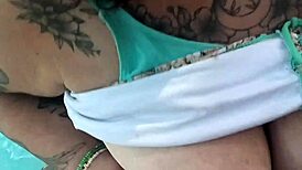 Creampie giants boobs summer pool with horny milf and monster cock