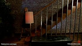 Shemale blackmails and FUCKS courier 😈