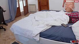 i saw my stepson jerking off and invited him to fuck my pussy and ass, deepthroat his huge cock, and swallow his cum while he worships my big brazilian ass