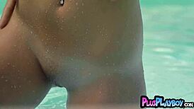 The brunette milf feels excitement as she strips, revealing her big tits and curvy body.