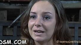 Restrained hotty suffers under hard toy playing 😈