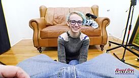 exotic skinny coed raven passionately finger fucks her shaved pussy and sucks cock