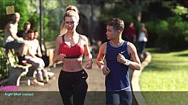 A wife and stepmother go for a jog together