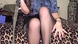 In this scene, Mistress K demands you worship her pantyhosed feet passionately.