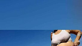 Blonde African Milf's Beach Lighthouse Solo Beauty Display