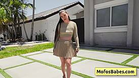 Sexy Brunette Girl Pay Her Gardener With A Wet Blowjob And Some Juicy Pussy Angelina Moon Logan Xander