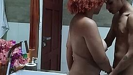 hot latina amateur gets detailed cumshot in hotel bathroom shower