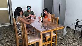 Stepbrothers Play Card Game That Turns Into Dirty Fucking Session with Brunette Milf