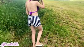 i gave a blowjob to my guy outdoors and swallowed his cum