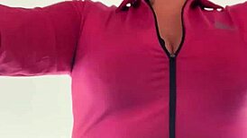 training at the gym with dripping tits and horny pussy