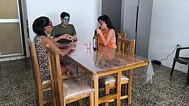 Stepbrothers Play Card Game That Turns Into Dirty Fucking Session with Brunette Milf