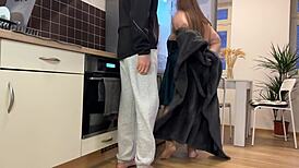 Stepmother-In-Law Makes Son-In-Law Cum On Her Slutty Ass In Panties In The Kitchen