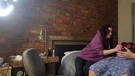 Two Shy Girls Teasing Massive Cock in Group Play