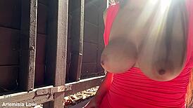 Artemisia Love, Italian Milf with Big Tits and Long Hair, Bounces Her Boobs