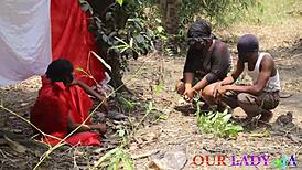 I celebrate african christmas rituals with local bbw foursome in the bush