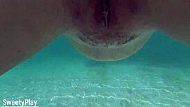 creampie whore swims underwater dripping wet