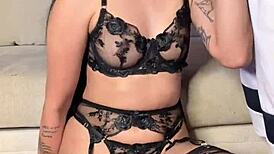 babe gives intense vertical lingerie blowjob with deepthroat and spanking