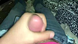 this skinny hairy shemale sissy is filling my face with cum squirt, so hot